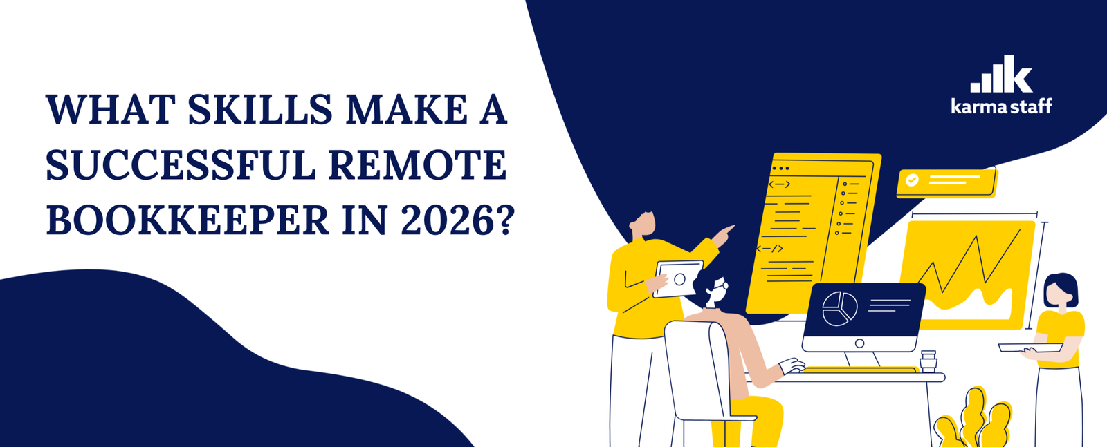 Remote bookkeeper reviewing financial reports and accounting software, highlighting essential bookkeeping skills for a successful remote bookkeeping career in 2026.